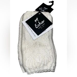 Echo New York Cream Open Finger Gloves Hand Warmers Fleece Lined Womens OS NWT